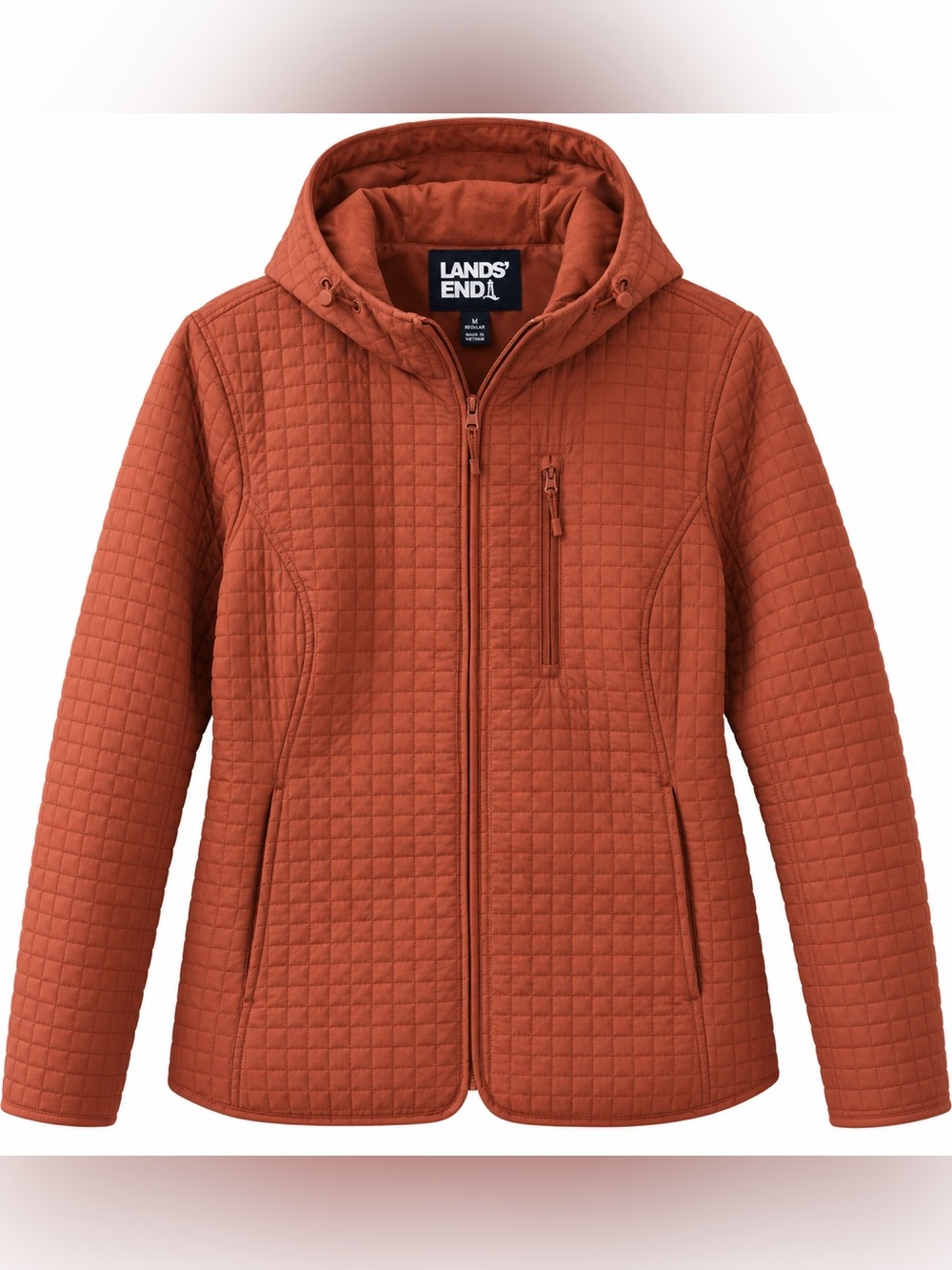 Lands’ End XL Rust Quilted Hooded Lightweight Jacket Fall Coat